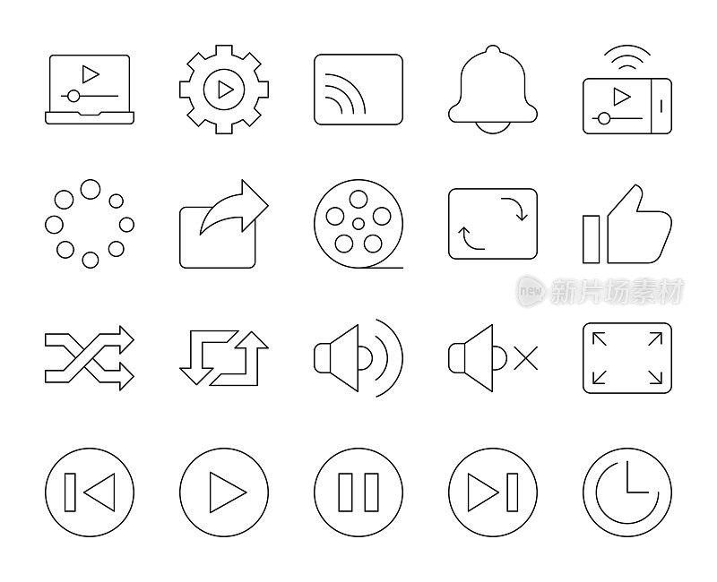 Video Streaming - Thin Line Icons